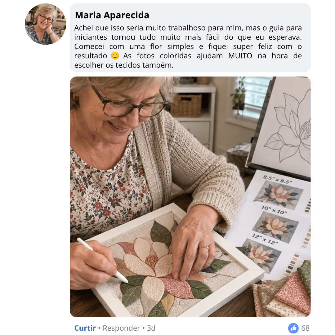 Publicação de Maria Aparecida sobre sua experiência com Kinusaiga, com foto do trabalho