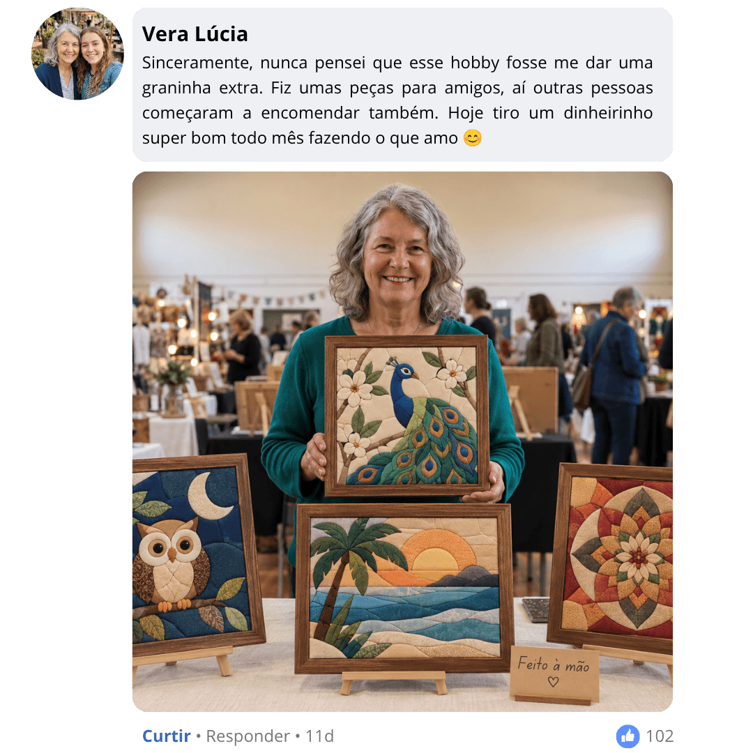 Publicação de Vera Lúcia sobre sua experiência com Kinusaiga, com foto do trabalho